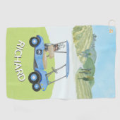 Stijlvolle gepersonaliseerde Waterverf golfkar naa Golfhanddoek (Horizontaal)