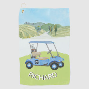 Stijlvolle gepersonaliseerde Waterverf golfkar naa Golfhanddoek