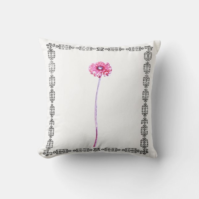Stijlvolle Gerbera Gerberum Bloem Lijst Kussen (Voorkant)