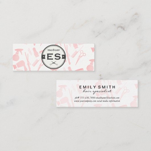 Stijlvolle gereedschappen met monogram mini visitekaartje (Voorkant / Achterkant)