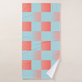 Stijlvolle geruite gradiënt poeder blauw koraal ro badhanddoek