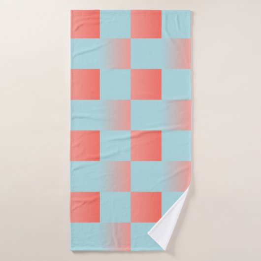 Stijlvolle geruite gradiënt poeder blauw koraal ro badhanddoek (Badhanddoek)