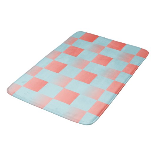 Stijlvolle geruite gradiënt poeder blauw koraal ro badmat (Gekanteld)