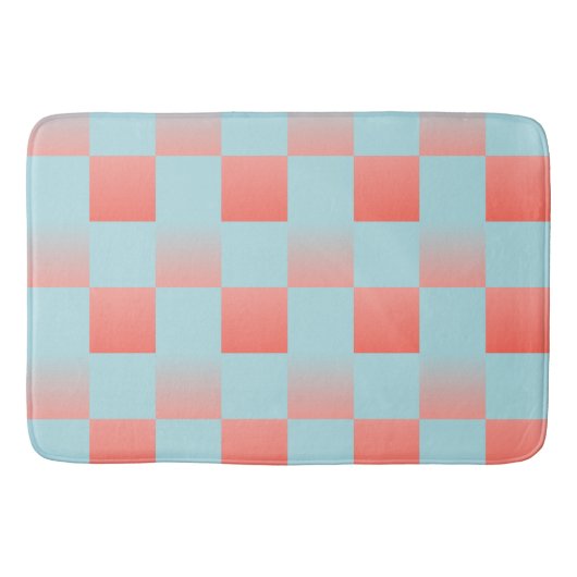 Stijlvolle geruite gradiënt poeder blauw koraal ro badmat (Voorkant)