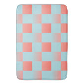 Stijlvolle geruite gradiënt poeder blauw koraal ro badmat (Voorkant Verticaal)