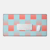 Stijlvolle geruite gradiënt poeder blauw koraal ro bureaumat (Keyboard & Muis)