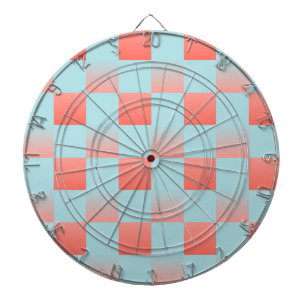 Stijlvolle geruite gradiënt poeder blauw koraal ro dartbord