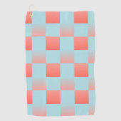Stijlvolle geruite gradiënt poeder blauw koraal ro golfhanddoek (Voorkant)