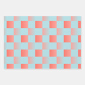 Stijlvolle geruite gradiënt poeder blauw koraal ro inpakpapier vel (Voorkant 3)