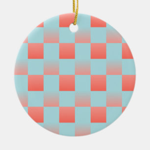 Stijlvolle geruite gradiënt poeder blauw koraal ro keramisch ornament