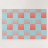 Stijlvolle geruite gradiënt poeder blauw koraal ro legpuzzel (Horizontaal)