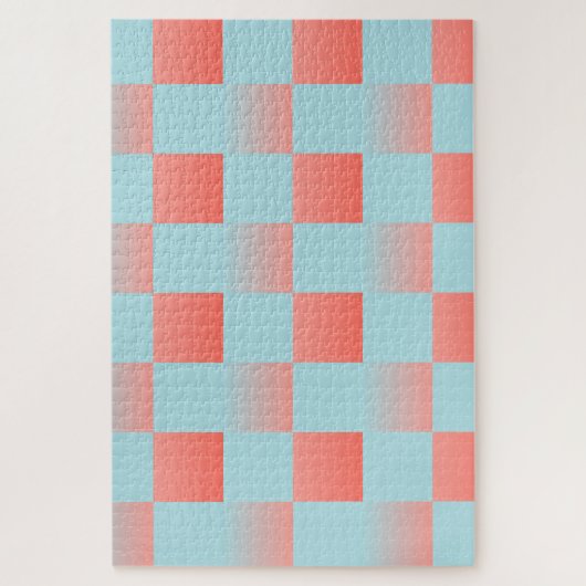 Stijlvolle geruite gradiënt poeder blauw koraal ro legpuzzel (Verticaal)