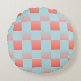 Stijlvolle geruite gradiënt poeder blauw koraal ro rond kussen