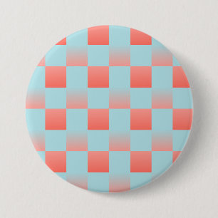 Stijlvolle geruite gradiënt poeder blauw koraal ro ronde button 7,6 cm