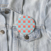 Stijlvolle geruite gradiënt poeder blauw koraal ro ronde button 7,6 cm (In situ)