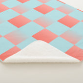 Stijlvolle geruite gradiënt poeder blauw koraal ro sherpa deken (3/4)