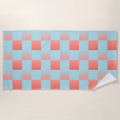 Stijlvolle geruite gradiënt poeder blauw koraal ro strandlaken (Voorkant)