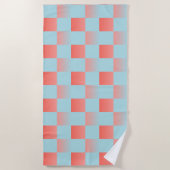 Stijlvolle geruite gradiënt poeder blauw koraal ro strandlaken (Voorkant)