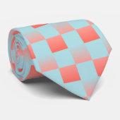 Stijlvolle geruite gradiënt poeder blauw koraal ro stropdas (Opgerold)