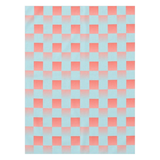 Stijlvolle geruite gradiënt poeder blauw koraal ro tafelkleed (Voorkant)