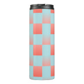 Stijlvolle geruite gradiënt poeder blauw koraal ro thermosbeker (Achterkant)