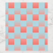 Stijlvolle geruite gradiënt poeder blauw koraal ro wijn etiket (Enkel label)