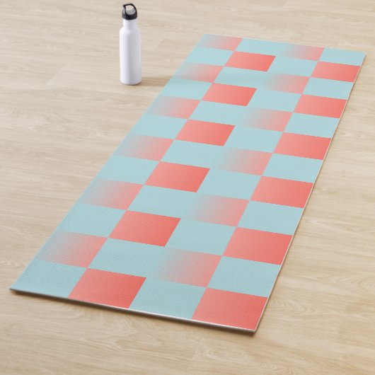 Stijlvolle geruite gradiënt poeder blauw koraal ro yogamat (In situ)