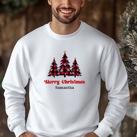 Stijlvolle geruite kerstboom sweatshirt winter