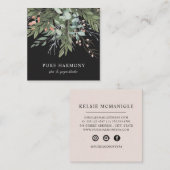 Stijlvolle geschilderde bloemboeghs | Zwart Vierkante Visitekaartje (Voorkant / Achterkant)