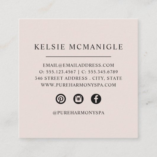 Stijlvolle geschilderde bloemboeghs | Zwart Vierkante Visitekaartje (Achterkant)