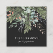 Stijlvolle geschilderde bloemboeghs | Zwart Vierkante Visitekaartje (Voorkant)