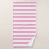 Stijlvolle gestreepte witte en lichtroze badhanddoek (Badhanddoek)