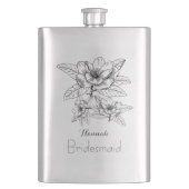 Stijlvolle, getrokken bloemen Bridesmaid Flask Flacon (Voorkant)