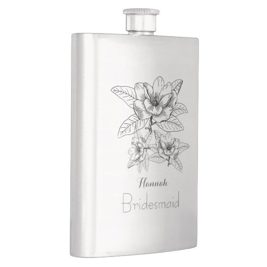Stijlvolle, getrokken bloemen Bridesmaid Flask Flacon (Rechts)