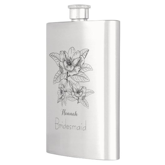 Stijlvolle, getrokken bloemen Bridesmaid Flask Flacon (Links)