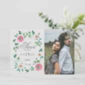 Stijlvolle geverfde bloem bespaart de datum save the date (Staand voorkant)