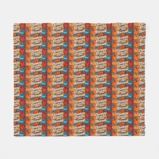 Stijlvolle gezegende, dankbare, dankbare Thanksgiv Fleece Deken (Voorkant (Horizontaal))