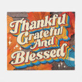 Stijlvolle gezegende, dankbare Thanksgiving Fleece Deken (Voorkant (Horizontaal))
