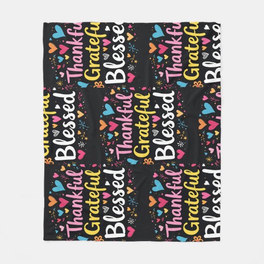 Stijlvolle gezegende, dankbare Thanksgiving Fleece Deken (Voorkant)