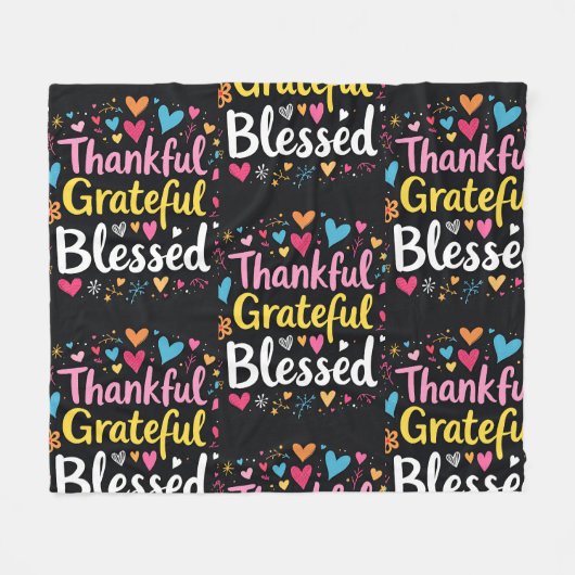 Stijlvolle gezegende, dankbare Thanksgiving Fleece Deken (Voorkant (Horizontaal))