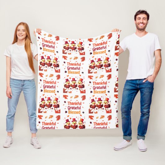 Stijlvolle gezegende, dankbare Thanksgiving Fleece Deken (In situ)
