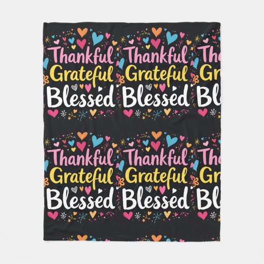 Stijlvolle gezegende, dankbare Thanksgiving Fleece Deken (Voorkant)