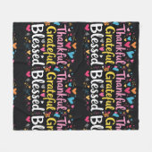 Stijlvolle gezegende, dankbare Thanksgiving Fleece Deken (Voorkant (Horizontaal))