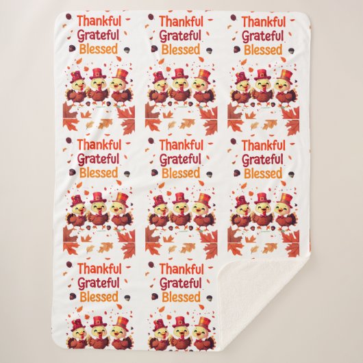 Stijlvolle gezegende, dankbare Thanksgiving Sherpa Deken (Voorkant)