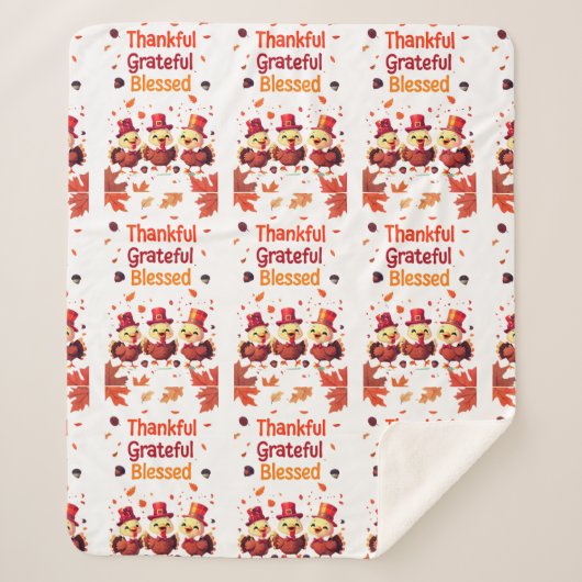 Stijlvolle gezegende, dankbare Thanksgiving Sherpa Deken (Voorkant)