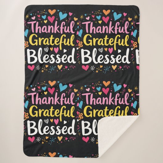 Stijlvolle gezegende, dankbare Thanksgiving Sherpa Deken (Voorkant)