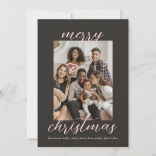 Stijlvolle gezinsfoto Kerstmis Nieuwjaar Nieuw hui Feestdagenkaart