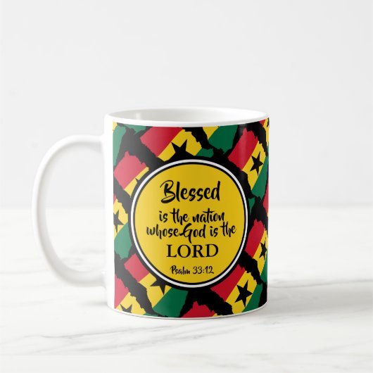 Stijlvolle GHANA Gezegende Natie Monogram Gift Koffiemok (Links)