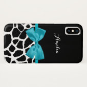 Stijlvolle Giraffe Afdrukken en Naam Girly Turquoi Case-Mate iPhone Case (Achterkant (horizontaal))