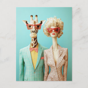 Stijlvolle Giraffe en vrouw Briefkaart